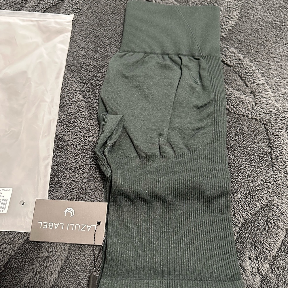 Lazuli Label Moss Green & Charcoal Gray Contour Shorts BUNDLE NEW Size Small